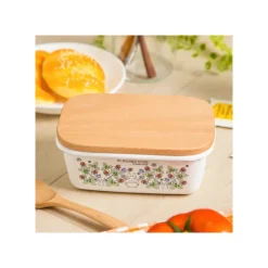 Maison Ghibli Beurrier émail avec couvercle bois Noiraudes 500ml - Mon Voisin Totor