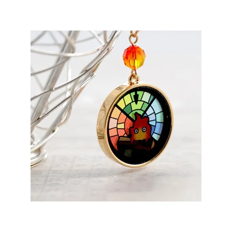 Maison Ghibli Bijou Boucles d’oreilles à clips Calcifer Vitrail- Le Chateau Ambulan