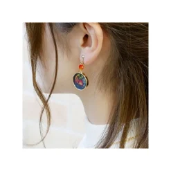 Maison Ghibli Bijou Boucles d’oreilles Calcifer Vitrail- Le Château ambulant