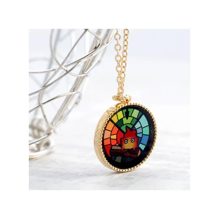 Maison Ghibli Bijou Pendentif Calcifer Vitrail- Le Château ambulant