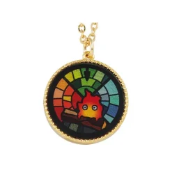 Maison Ghibli Bijou Pendentif Calcifer Vitrail- Le Château ambulant