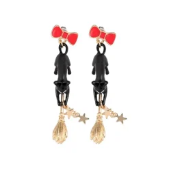 Maison Ghibli Boucles d’oreilles percées Jiji sur son balai - Kiki la petite Sorciè