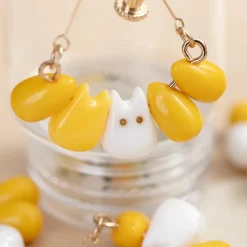 Maison Ghibli Boucles d’oreilles Totoro blanc & Maïs - Mon Voisin Totoro