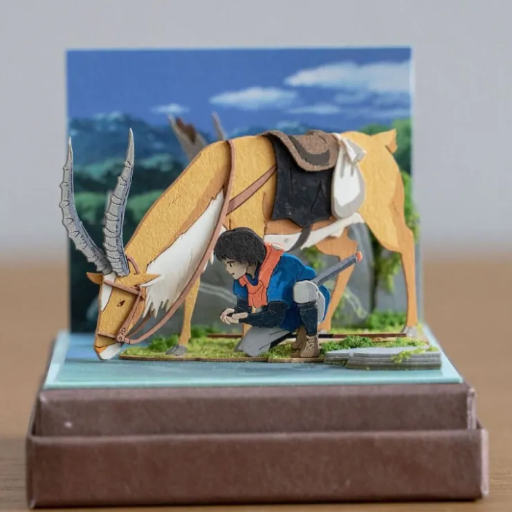 Maison Ghibli Diorama papier Ashitaka et Yakuru -Princesse Mononoké