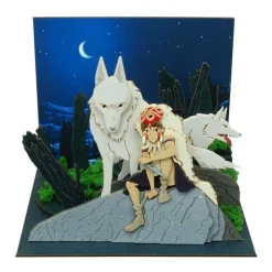 Maison Ghibli Diorama papier San et Moro sur un rocher -Princesse Mononoké