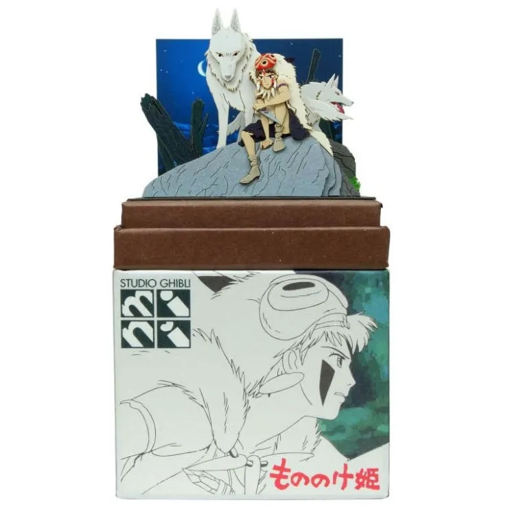 Maison Ghibli Diorama papier San et Moro sur un rocher -Princesse Mononoké