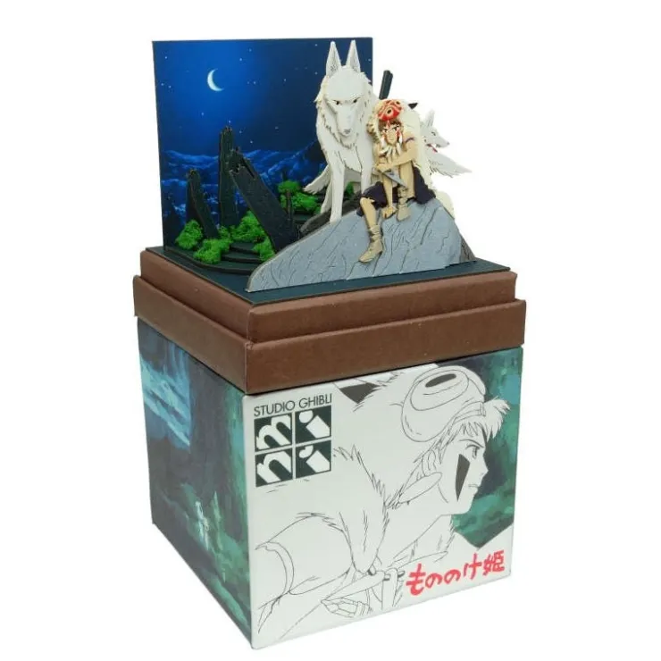 Maison Ghibli Diorama papier San et Moro sur un rocher -Princesse Mononoké
