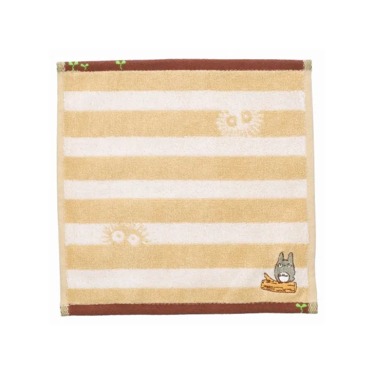 Maison Ghibli Mini Serviette Totoro Rayures Beige 25x25cm - Mon voisin Totoro