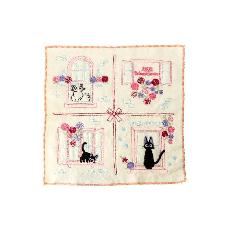 Maison Ghibli Mini-serviette Jiji à la fenêtre 25x25 - Kiki la petite sorcière