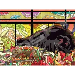 Maison Ghibli Puzzle Vitrail 208P Après le festin - Le Voyage de Chihiro