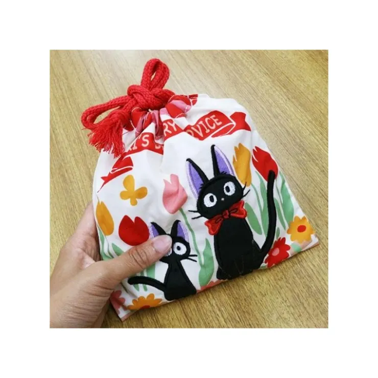 Maison Ghibli Sacoche à cordon Jiji et Chaton 20 x 19 cm - Kiki la petite sorcière