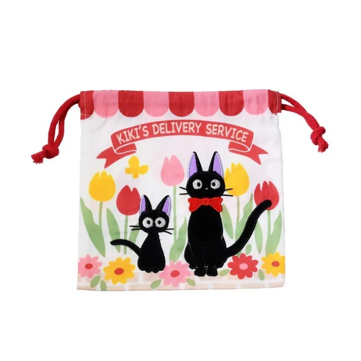 Maison Ghibli Sacoche à cordon Jiji et Chaton 20 x 19 cm - Kiki la petite sorcière