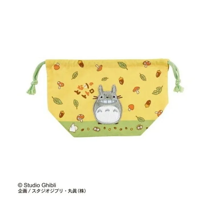Maison Ghibli Sacoche à cordon Totoro noix et champignons 17x26 - Mon Voisin Totoro