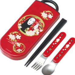 Maison Ghibli Set Baguettes Cuillère Fourchette No Face rouge foncé - Le Voyage de
