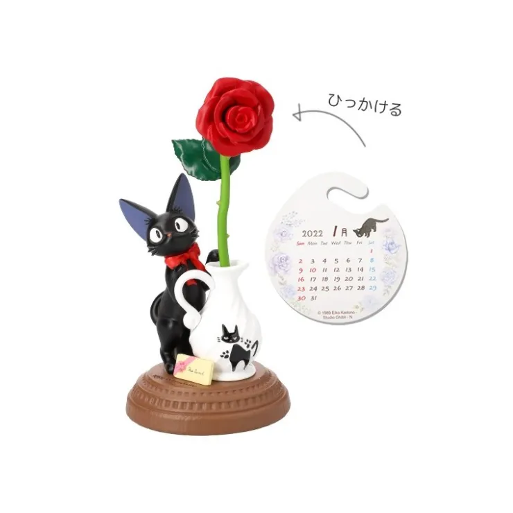 Maison Ghibli Statue Jiji et rose - Kiki la petite sorcière