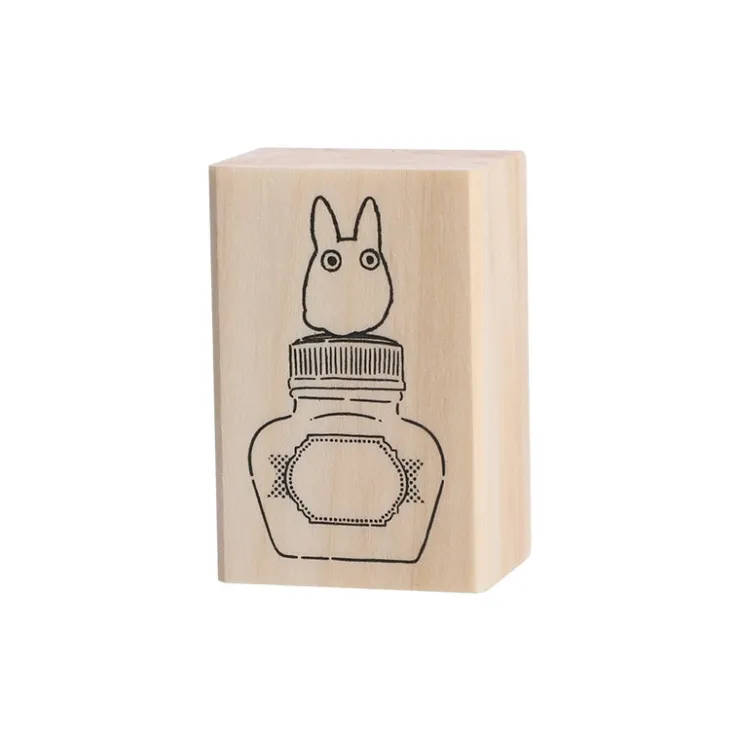 Maison Ghibli Tampon en bois Totoro Blanc & Bouteille d'encre - Mon Voisin Totoro