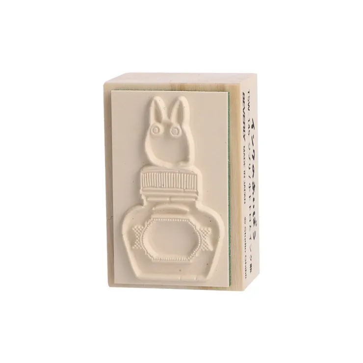 Maison Ghibli Tampon en bois Totoro Blanc & Bouteille d'encre - Mon Voisin Totoro