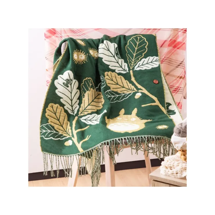 Maison Ghibli Étole vert foncé Feuilles de chêne - Mon Voisin Totoro