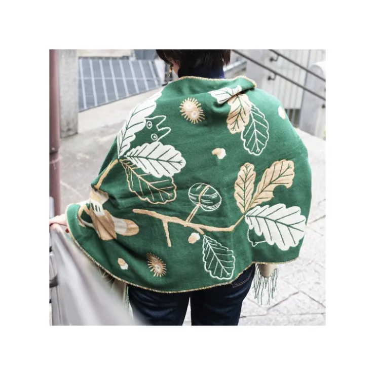 Maison Ghibli Étole vert foncé Feuilles de chêne - Mon Voisin Totoro