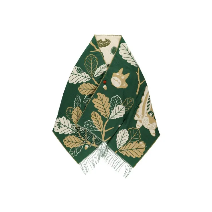 Maison Ghibli Étole vert foncé Feuilles de chêne - Mon Voisin Totoro