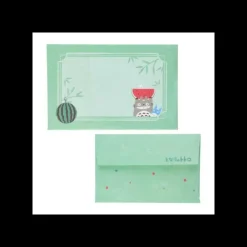 Maison Ghibli Éventail Bambou & Enveloppe Totoro avec Pastèque - Mon Voisin Totoro